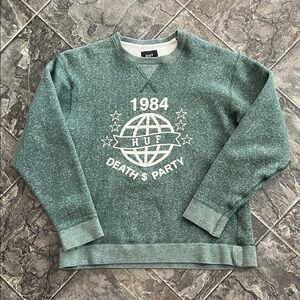 HUF Crewneck Men's Graphic Sweatshirt Streetwear Grunge Goth Indie